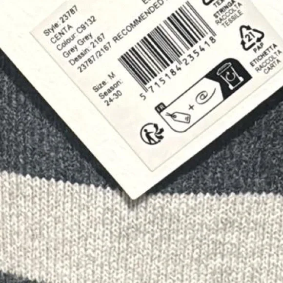 Baum und pferdgarten horizontal strip grey wool crew neck sweater size M - Picture 5 of 6
